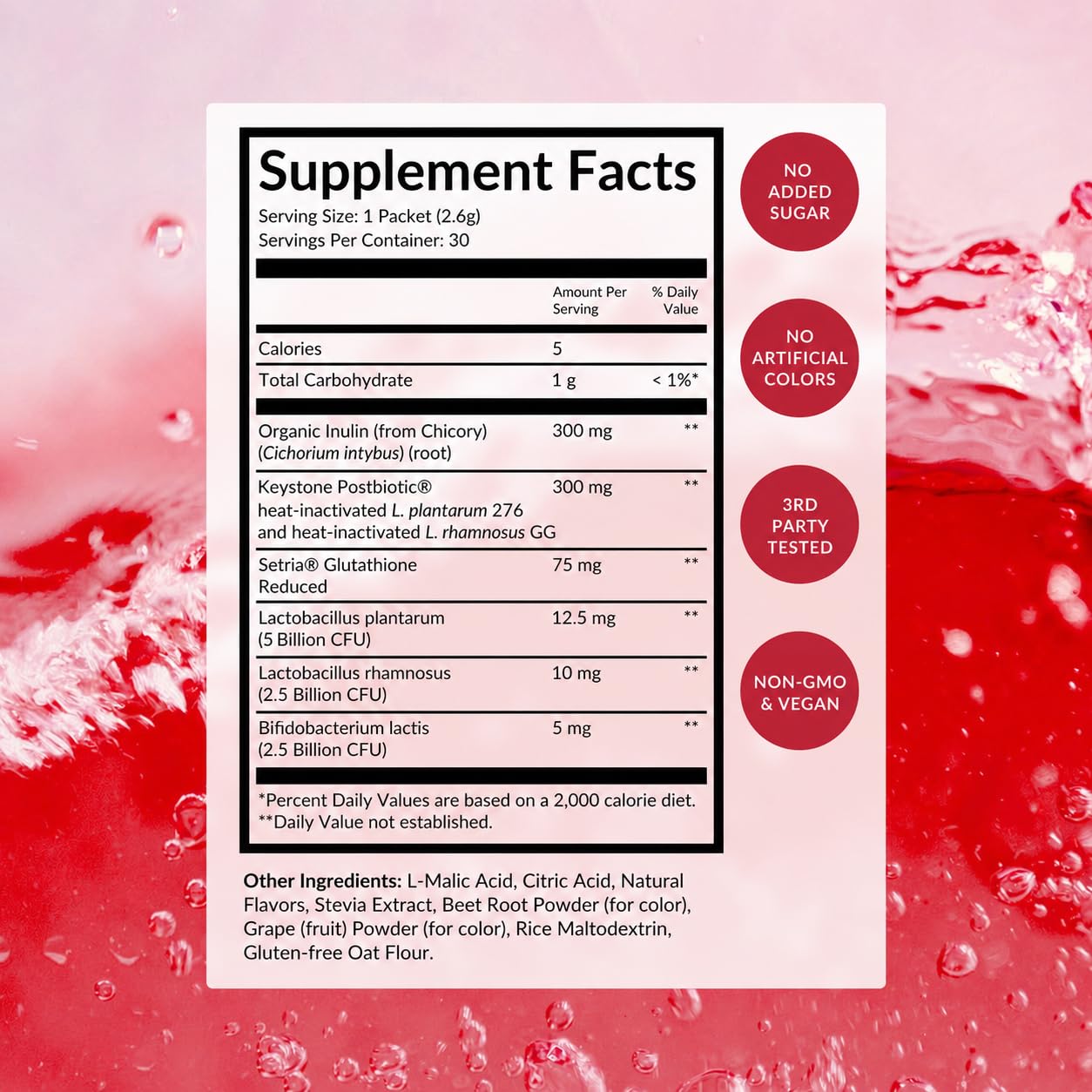 BEAM Biotic Probiotics for Women & Men – Gut Health for Women & Men, Digestive Health with Pre, Pro & Postbiotics + Glutathione, Daily Probiotic Drink for Bloating Relief, Blue Raspberry, 15 Servings