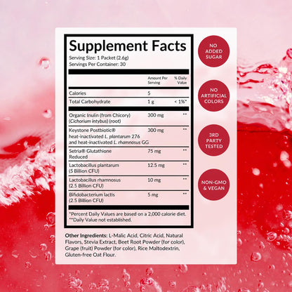 BEAM Biotic Probiotics for Women & Men – Gut Health for Women & Men, Digestive Health with Pre, Pro & Postbiotics + Glutathione, Daily Probiotic Drink for Bloating Relief, Blue Raspberry, 15 Servings