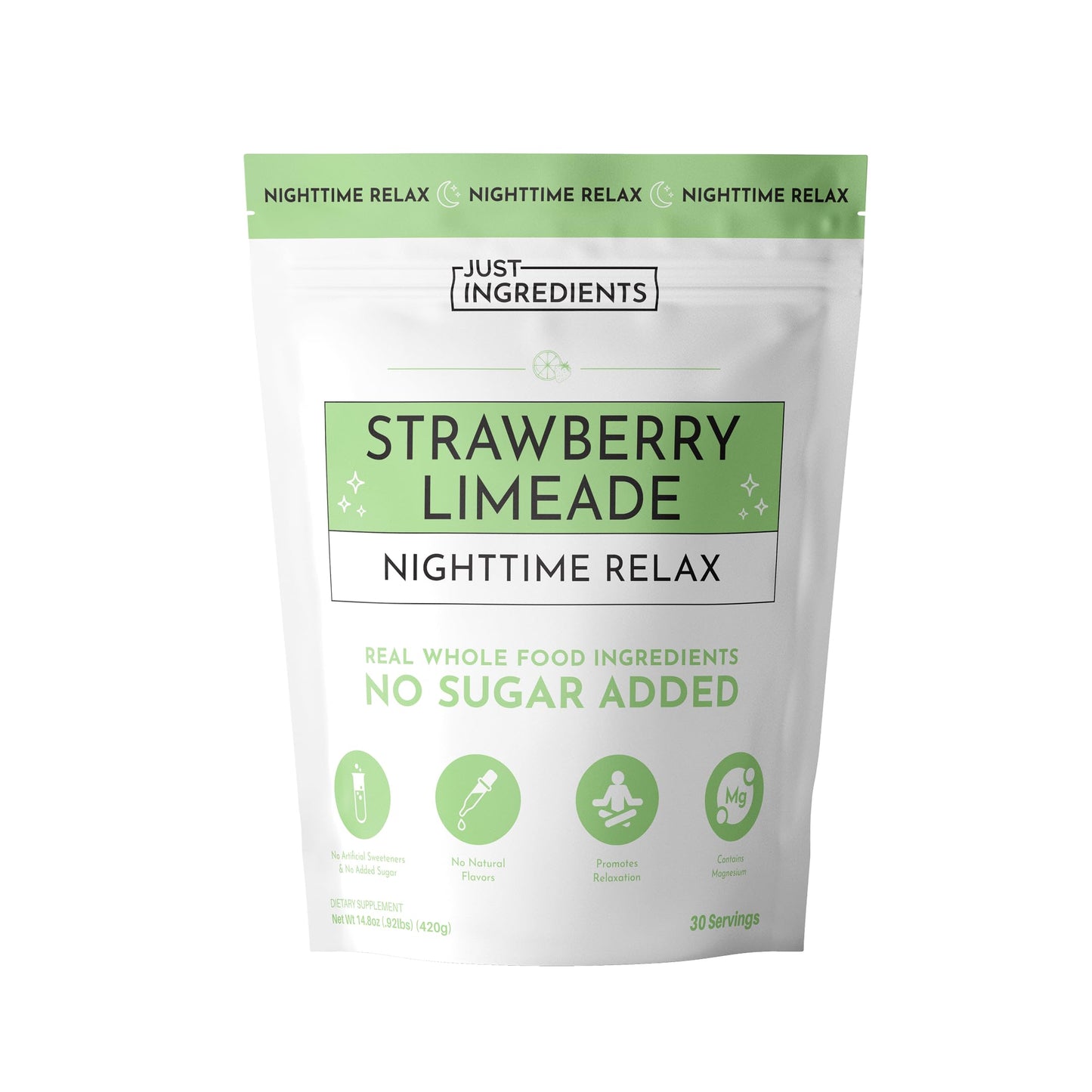 JUST INGREDIENTS Strawberry Limeade Sleep Support Powder - Nighttime Relaxation Supplement - 5.4 oz