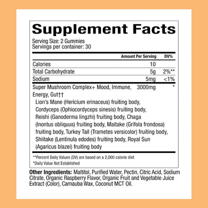 Plant People WonderDay Mushroom Gummies for Energy, Raspberry, 60ct