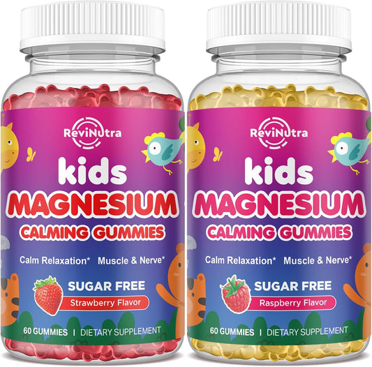 2 Pack Magnesium Glycinate Gummies for Kids & Adults Stawberry & Raspberry Flavor