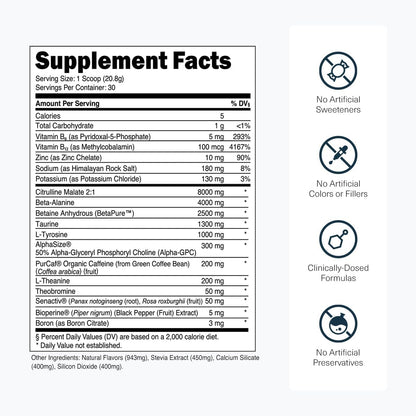Transparent Labs Bulk Pre Workout Powder for Muscle Building & Strength 30 Servings, Blue Raspberry & Hydrate Electrolytes Powder with Coconut Water, Taurine, & Potassium 40 Servings, Tropical Punch