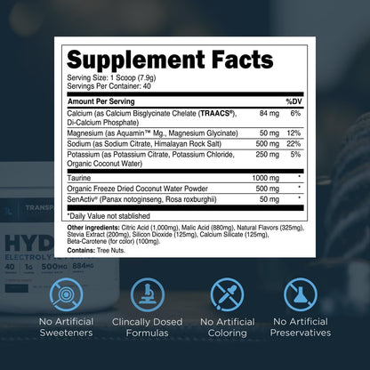 Transparent Labs Stim-Free Pre-Workout Powder (30 Servings, Strawberry Lemonade) & Hydrate Electrolytes Powder (40 Servings, Peach Mango)