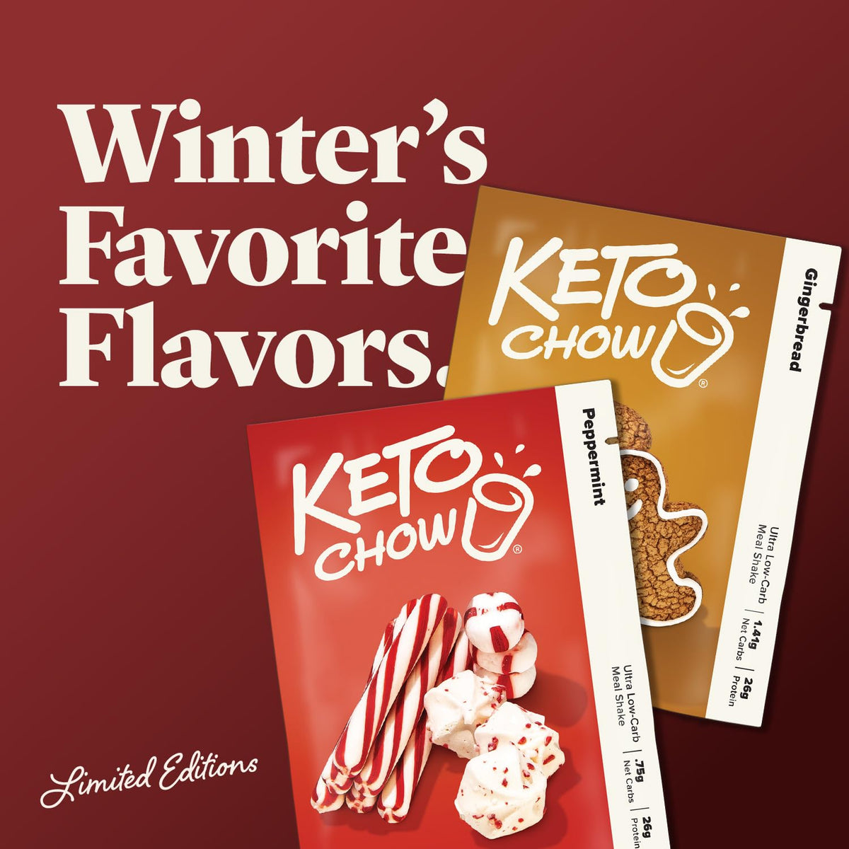 Keto Chow Chocolate Peanut Butter Meal Replacement Shake Powder, 3 Meals
