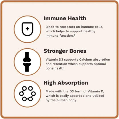 Utzy Naturals D3 5,000 IU | Vitamin D Cholecalciferol | 60 Capsules
