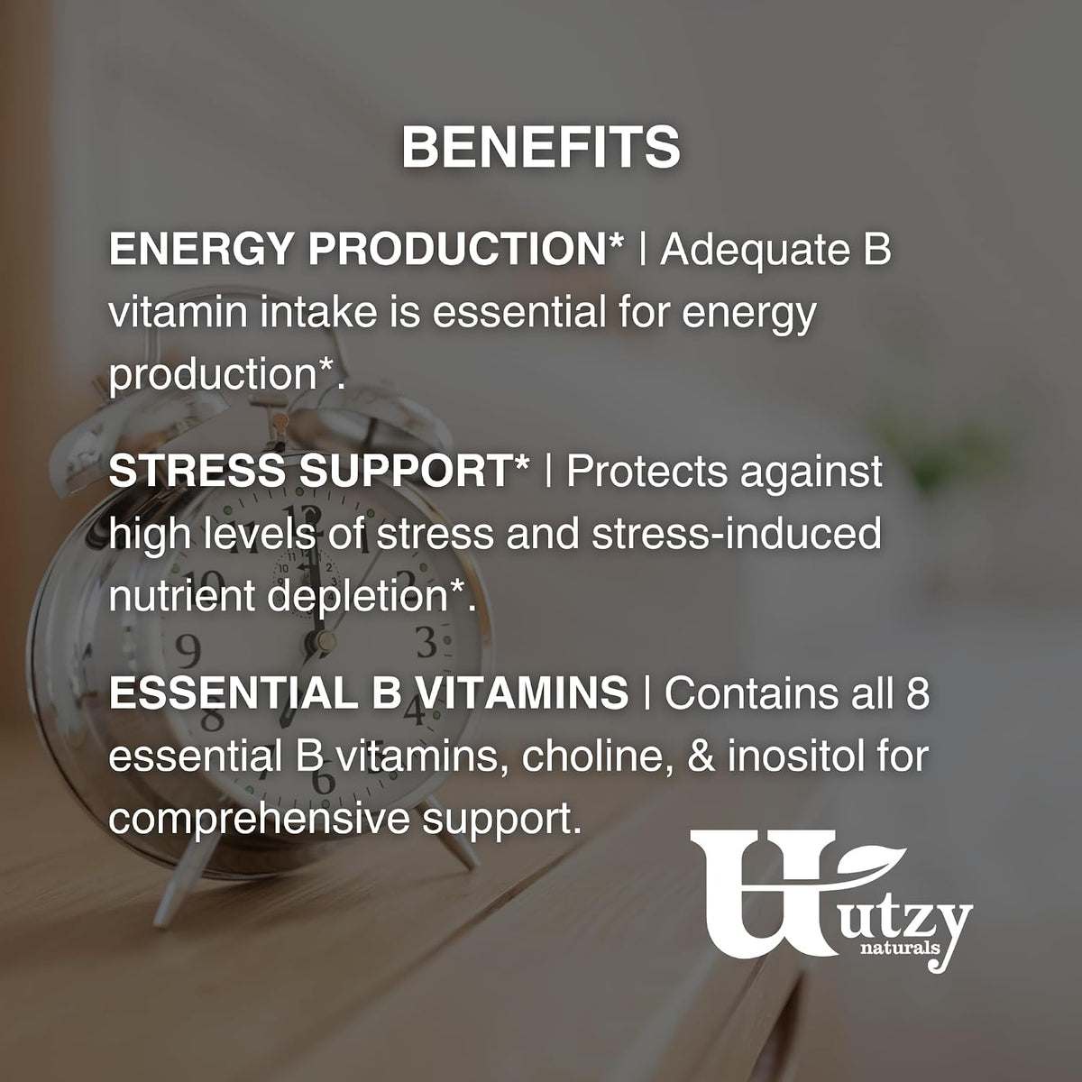 Utzy Naturals Vitamin B Complex | All 8 Essential B Vitamins | 60 Capsules