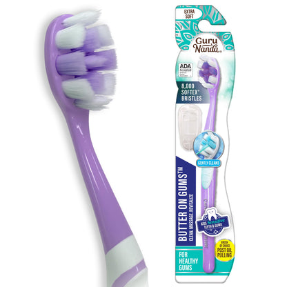 GuruNanda Butter On Gums Toothbrush, ADA Accepted, with 8000+ Ultra Soft Softex Bristles for Sensitive & Receding Gums, Perfect for Whiter Teeth, 8 Ct
