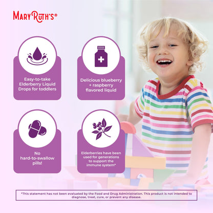 MARYRUTH'S Elderberry Liquid Drops for Adults & Kids | Immune Support | Antioxidant | 150mg Elderberry Extract | USDA Organic | CLP Purity Award | Sugar Free | Vegan | Non-GMO | Gluten Free | 1 oz