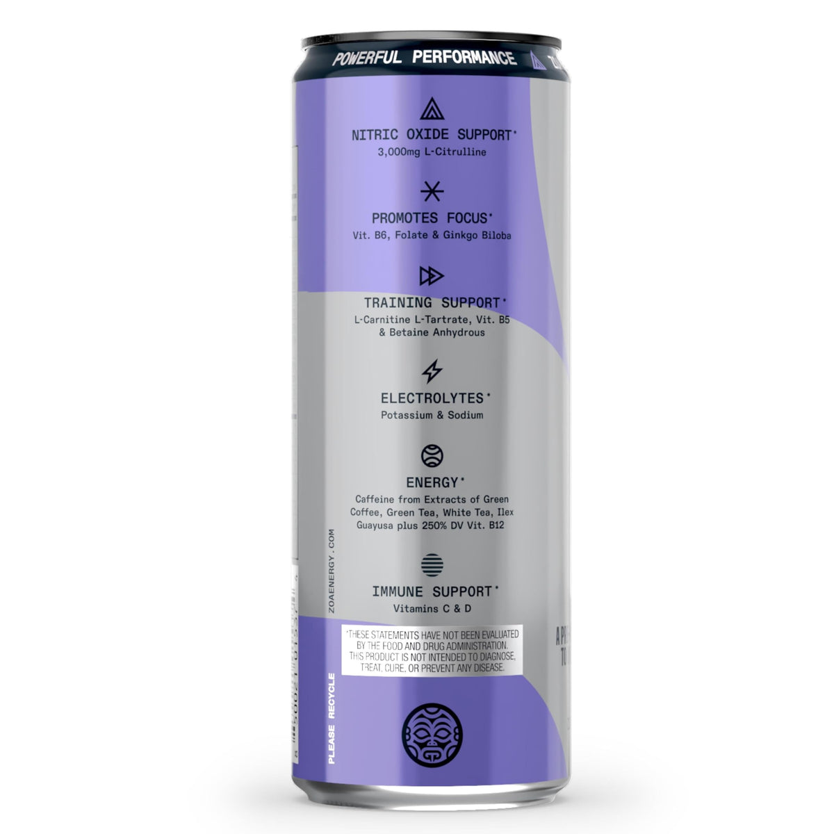 ZOA Plus Sugar-Free Pre-Workout Drink, Ready to Drink with Nitric Oxide, Vitamin B, C and D
