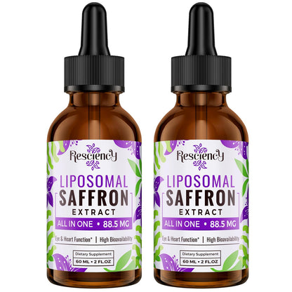 Saffron Supplements - 88.5 mg Saffron Extract Better Bioavailability Liposomal Drops for Mood, Energy, Vision & Focus with Ashwagandha, Turmeric, Magnesium, Zinc, Vitamin B12 & D3, 60 ml, 30 Servings | Liposomal Formula, With Ashwagandha, Magnesium, Zinc,