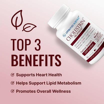Approved Science Cholestrin - Lipid Level Support - Antioxidants, Lecithin, Berberine HCL, Berries, BioPerine - 60 Capsules - Pack of 3