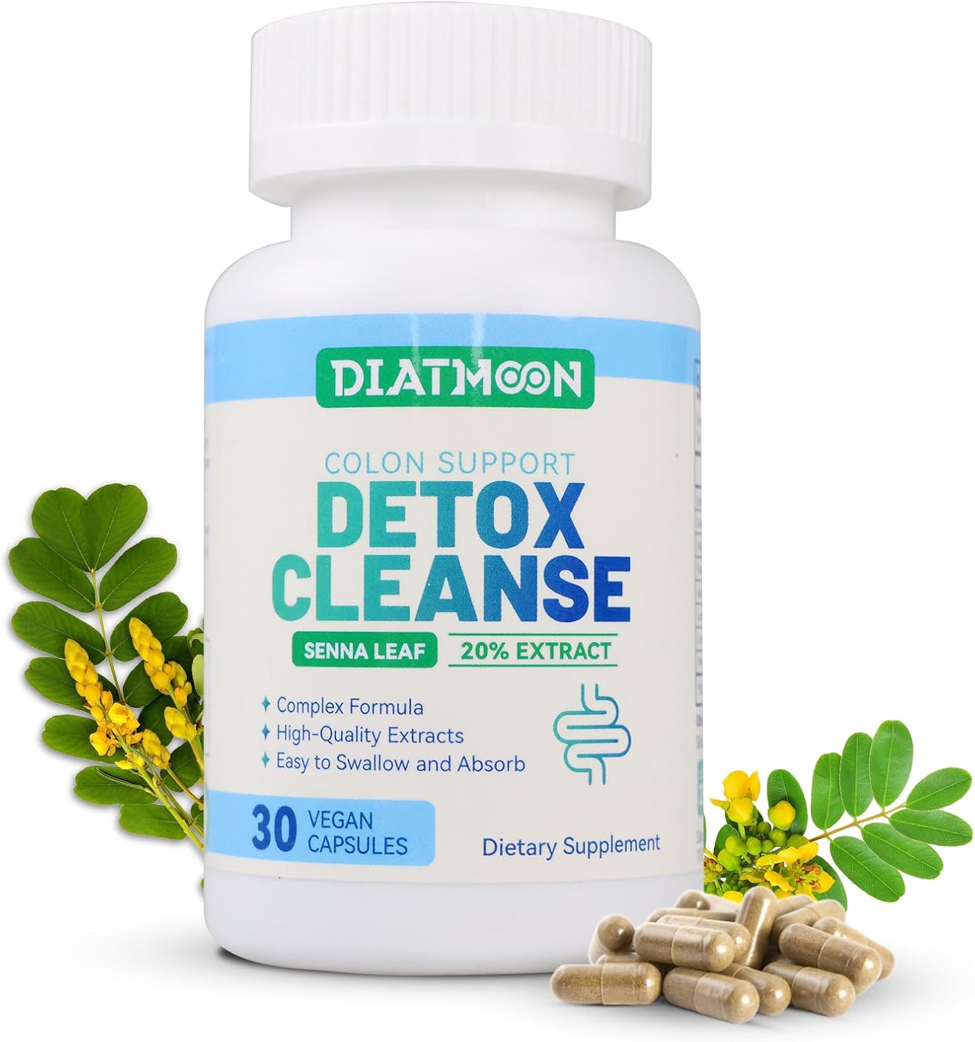 Gut Cleanse Capsules, Gut and Colon Support, Detox & Cleanse, for 15 Days, Non-GMOs, Non-Gluten, Vegan, Colon Cleanse Supplement, 30 Count