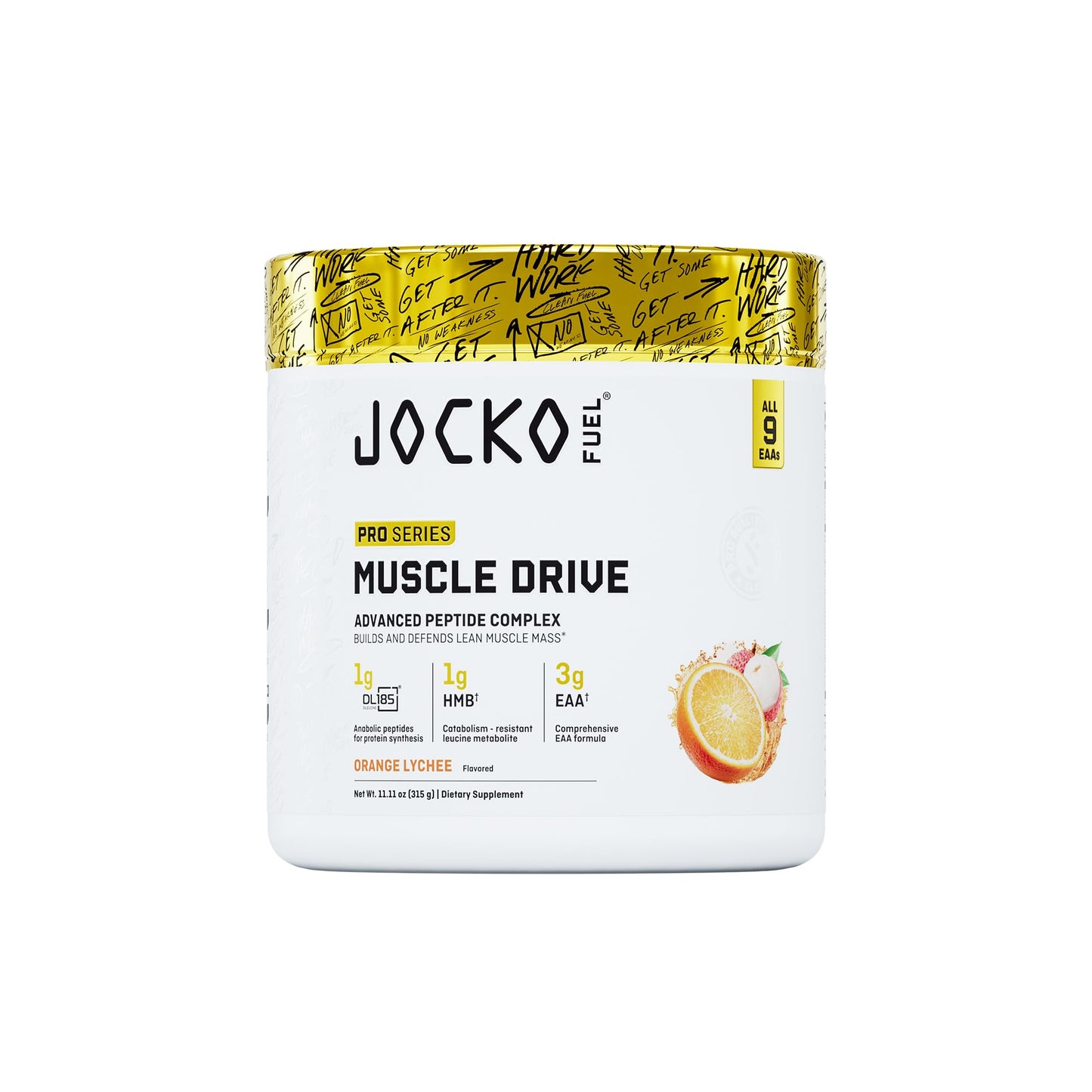 Jocko Fuel Muscle Drive Pro Series, Mango Passionfruit, HMB, Di-Leucine, EAAs, Protects Lean Muscle Mass & Breakdown, Aids Recovery, Natural Appetite Suppressant, No Bloat, Zero Sugar, 30 Servings
