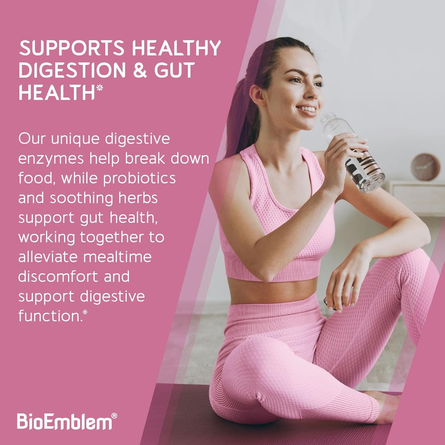 BioEmblem Digestive Enzymes - 10 Enzymes w/ 12 Strain 1 Billion CFU Probiotics for Nutrient Absorption & Digestive Support - Papaya, Bromelain & Papain to Help Bloating & Gas - Non-GMO - 60 Capsules