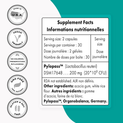 Supersmart - H. Pylori Fight Natural Treatment 20 Billion CFU per Day (Probiotic Lactobac