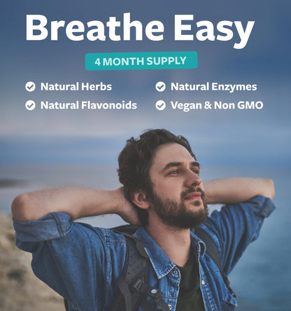 Respiratory Lung Health Supplement - Invigorating Lung Support Supplement Helps Support Clear Airways Mucus Removal and Seasonal or Year Round Detox - Vegan Herbal Non-GMO Formula (2 Months Supply)