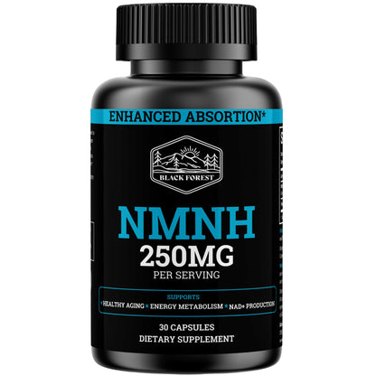 Black Forest NMN Supplements 1000mg (Nicotinamide Mononucleotide) 99% Pure, Stabilized Form, BioPerine® for Enhanced Bioavailability (60 Capsules) (NMN 1000mg per Serving) NAD Supplement for NAD