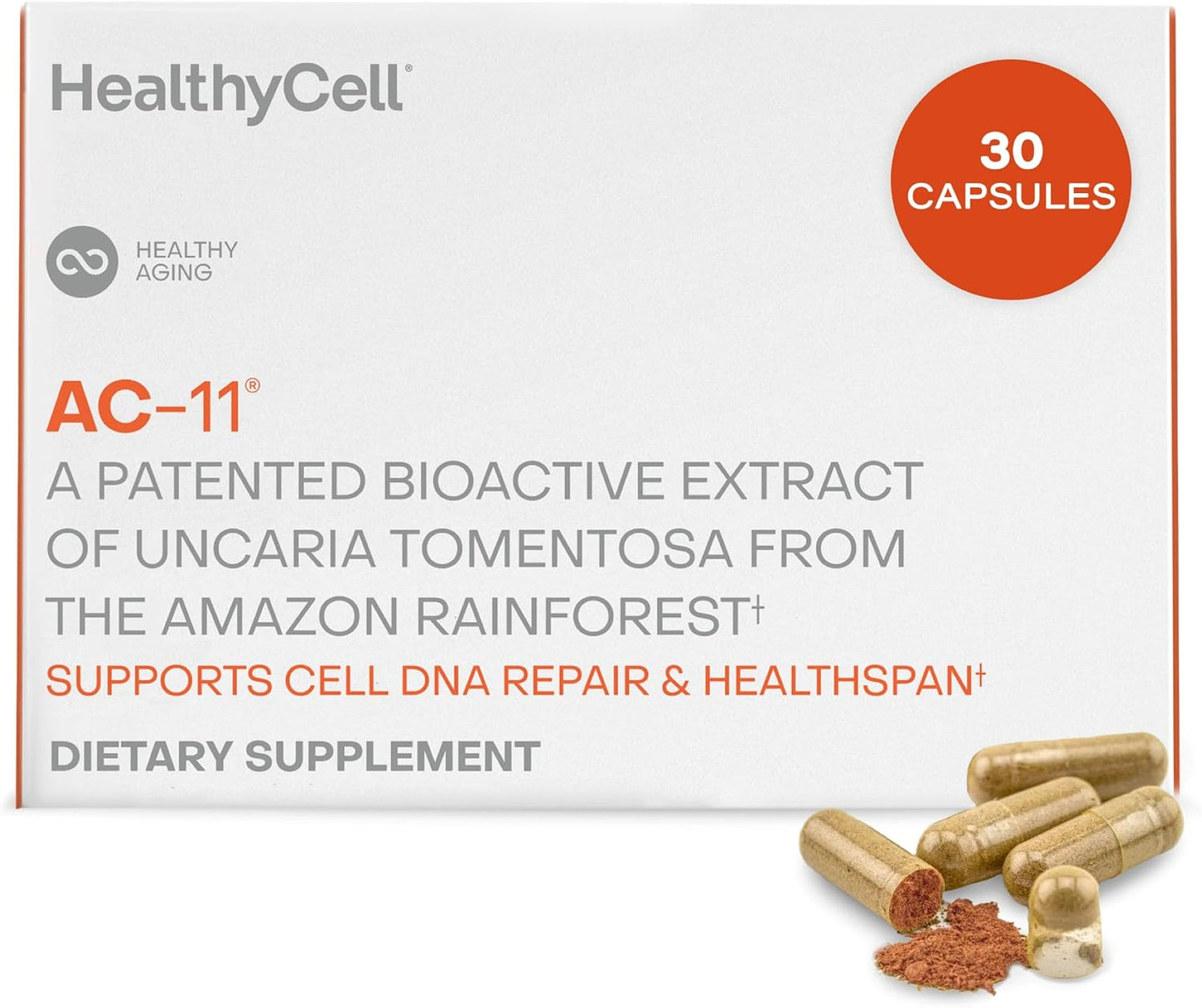 Healthycell AC-11 - Anti-Aging Supplement for DNA Repair & Stem Cell Health | Bioactive Extract of Uncaria Tomentosa (Cat’s Claw) Supports a Healthy Immune System - Vegan, Soy-Free & Gluten-Free