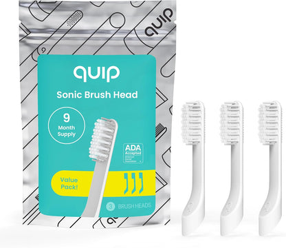quip Sonic Toothbrush Replacement Heads for Adults, White, 3 Pack