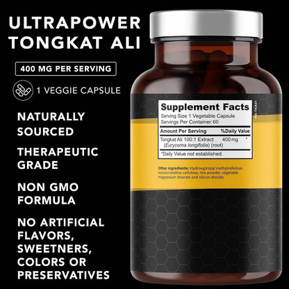 PLANT.O NUTRITION Tongkat Ali Ultrapower - Longjack Extract Supplement for Stamina, Strength, Endurance, Lean Muscle Growth & Recovery - Men's Pre Workout Supplement 60 Capsules Non GMO