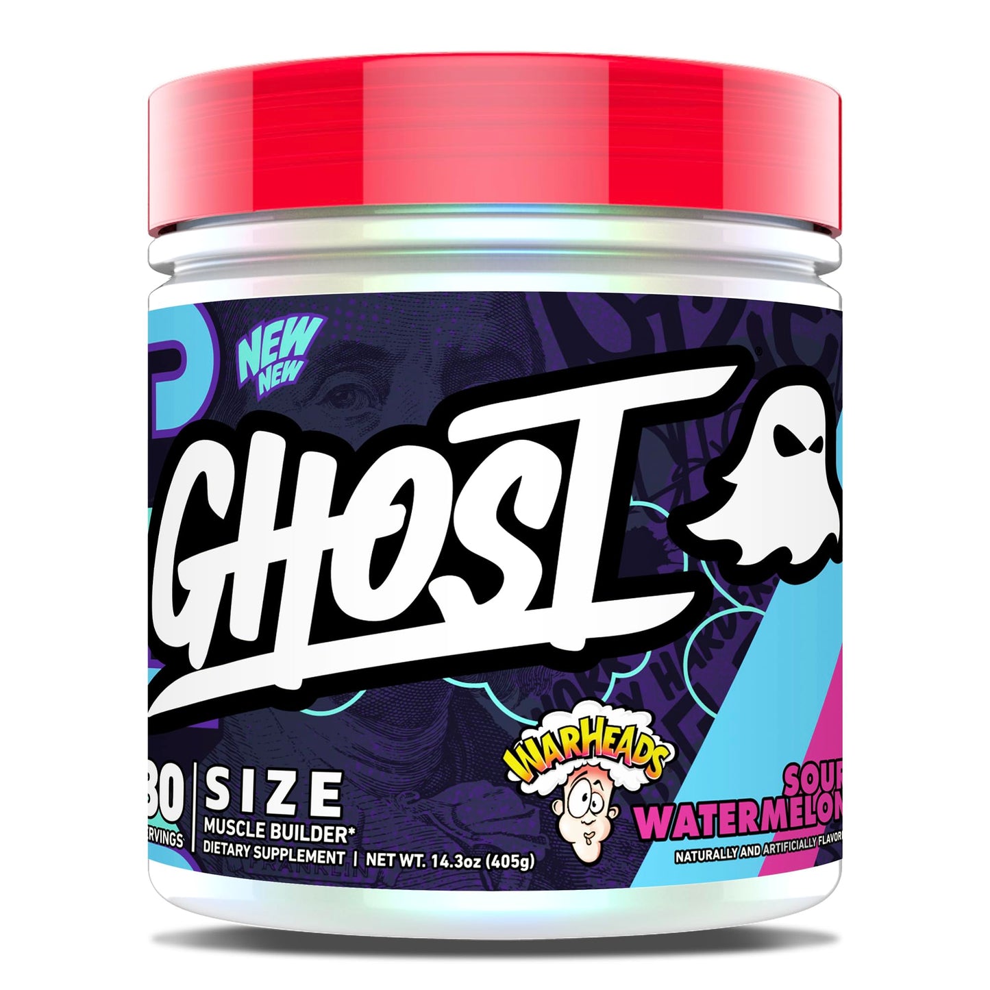 GHOST Size Muscle Builder Dietary Supplement - Cherry Limeade, 30 Servings – Support Muscle Growth & Strength Building for Men & Women - Creatine & Betaine - Free of Sugar & Gluten
