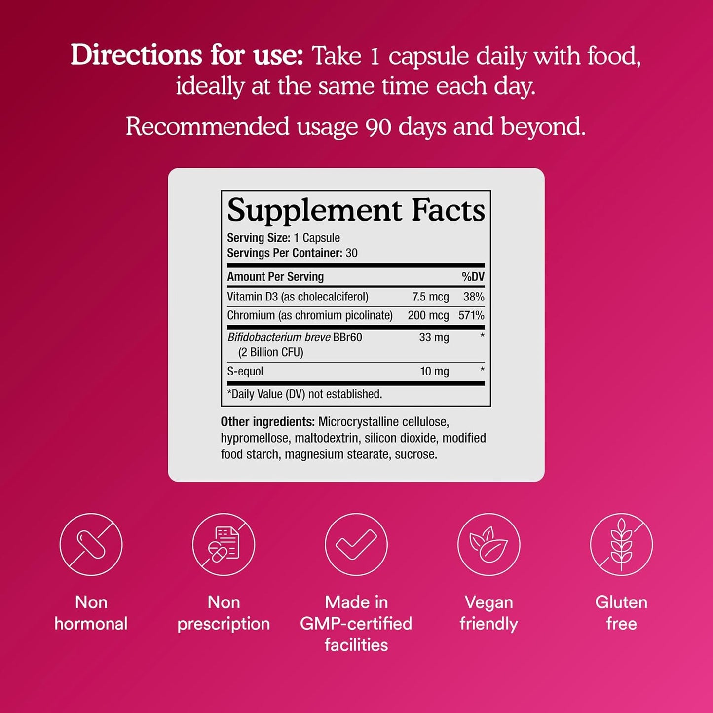 MitoQ Hormonal Metabolic Control – S-Equol, B. Breve Probiotic & Chromium Supplement for Women, Supporting Healthy Estrogen Signaling & Metabolic Function, 30 Capsules