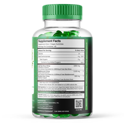 WELLNESS LABSRX Sea Moss Gummies, 3200mg Irish Sea Moss Mixed Berry Flavor with Maximum Potency Bladderwrack and Burdock Root - Supports Skin, Energy and Immunity - 90 Count