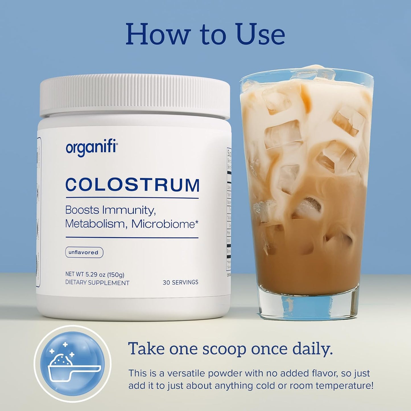 Organifi Bovine Colostrum Powder - Grass-Fed, USA-Sourced Colostrum Supplement for Gut Health, Immune Support and Recovery