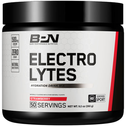BARE PERFORMANCE NUTRITION BPN Electrolytes Hydration Drink Mix | Sugar Free Electrolyte Powder | 500mg Sodium per Serving | Naturally Sweetened | Lemon Lime, 50 Servings | Zero Sugar, 500mg Sodium per Serving, Naturally Sweetened