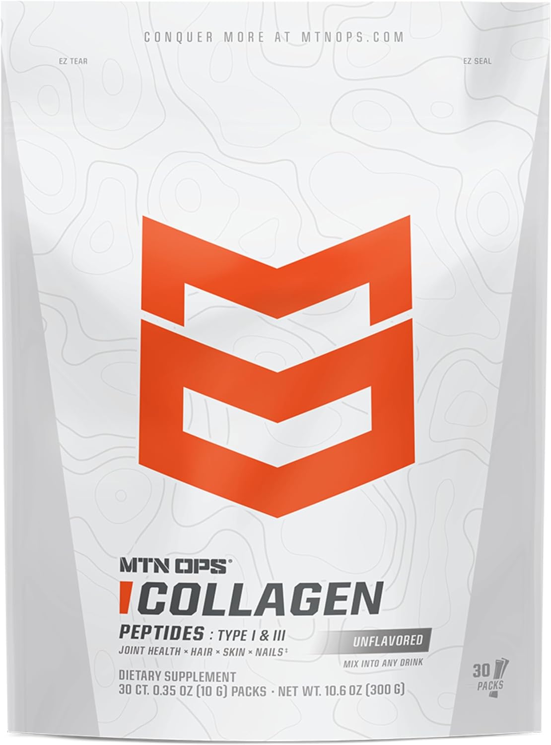 MTN OPS Collagen Peptides Stick Packs, Unflavored Protein Powder