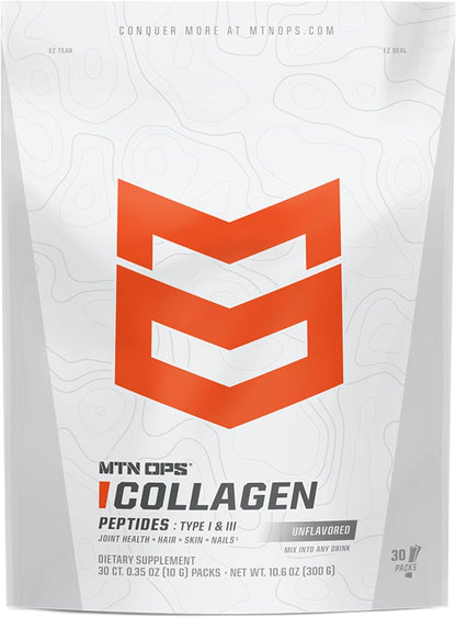 MTN OPS Collagen Peptides Stick Packs, Unflavored Protein Powder