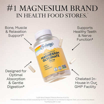 SOLARAY Enhanced Absorption Magnesium Glycinate 350 mg, 120 VegCaps