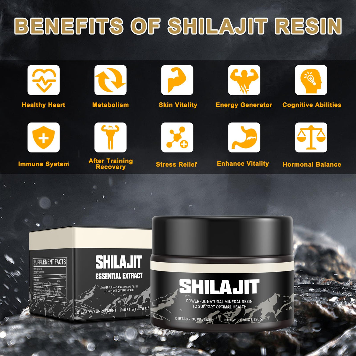 Shilajit Pure Himalayan Organic Shilajit Resin - Gold Grade 100% Shilajit Supplement