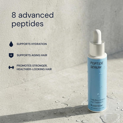 Blueprint Bryan Johnson Hair Peptide Serum – 8 Peptide Scalp Treatment with Caffeine & Curcumin – Fragrance Free Scalp Serum for Thicker, Fuller Hair – Lightweight Leave-In Formula (50 mL)