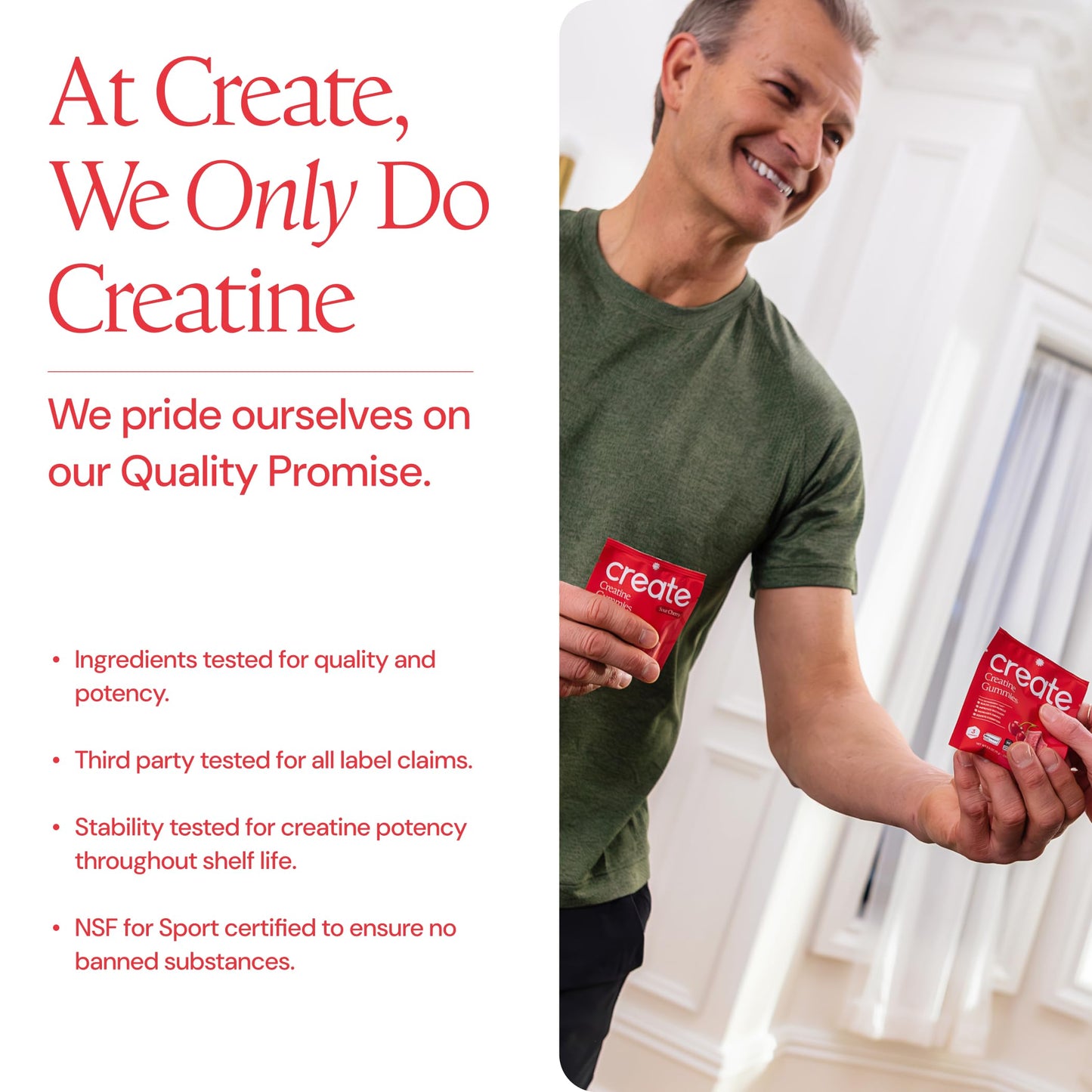 Create Creatine Gummies – Single-Serve Packs – 30ct – Variety Pack | NSF Certified for Sport – Made with Creatine Monohydrate, Vegan & Gluten-Free, Anti-Melting Formula, 3 Gummies per Pack