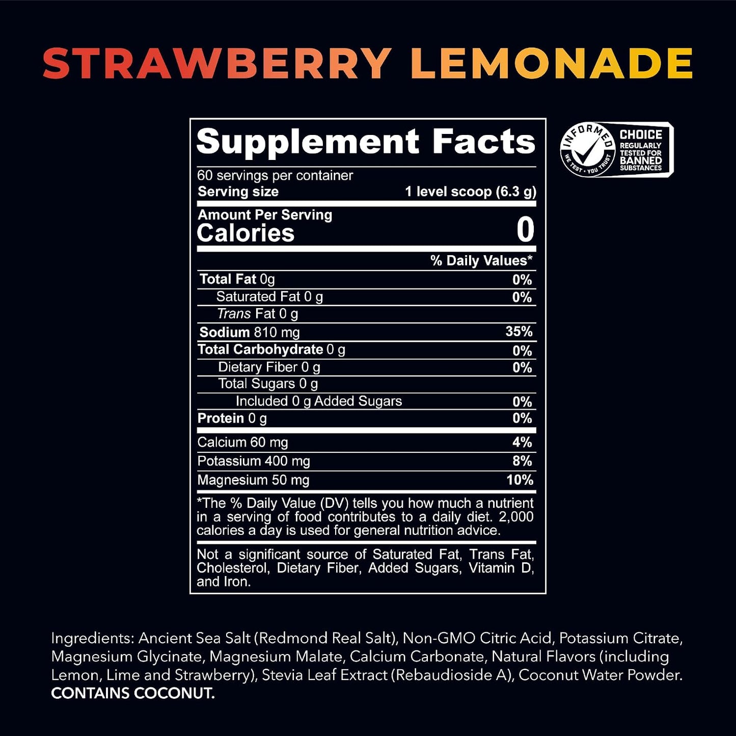 REDMOND Re-Lyte Sugar Free Electrolyte Powder Mix (Strawberry Lemonade) | Zero Sugar Electrolytes, Hydration Powder