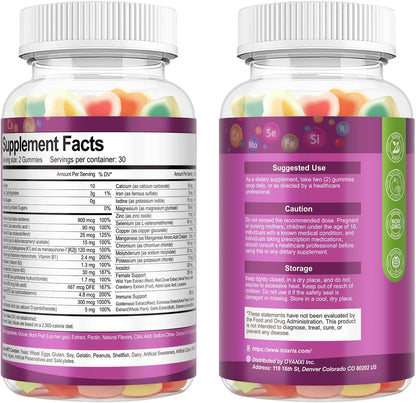 Totaria Sugar Free Womens Multivitamin Gummies with Iron, Women's Multivitamin w/Vitamins C, D3 K2, B12, B6, Filled Gummies for Daily Nutritional Support| Immune Support| Skin Health, Mixed Flavors