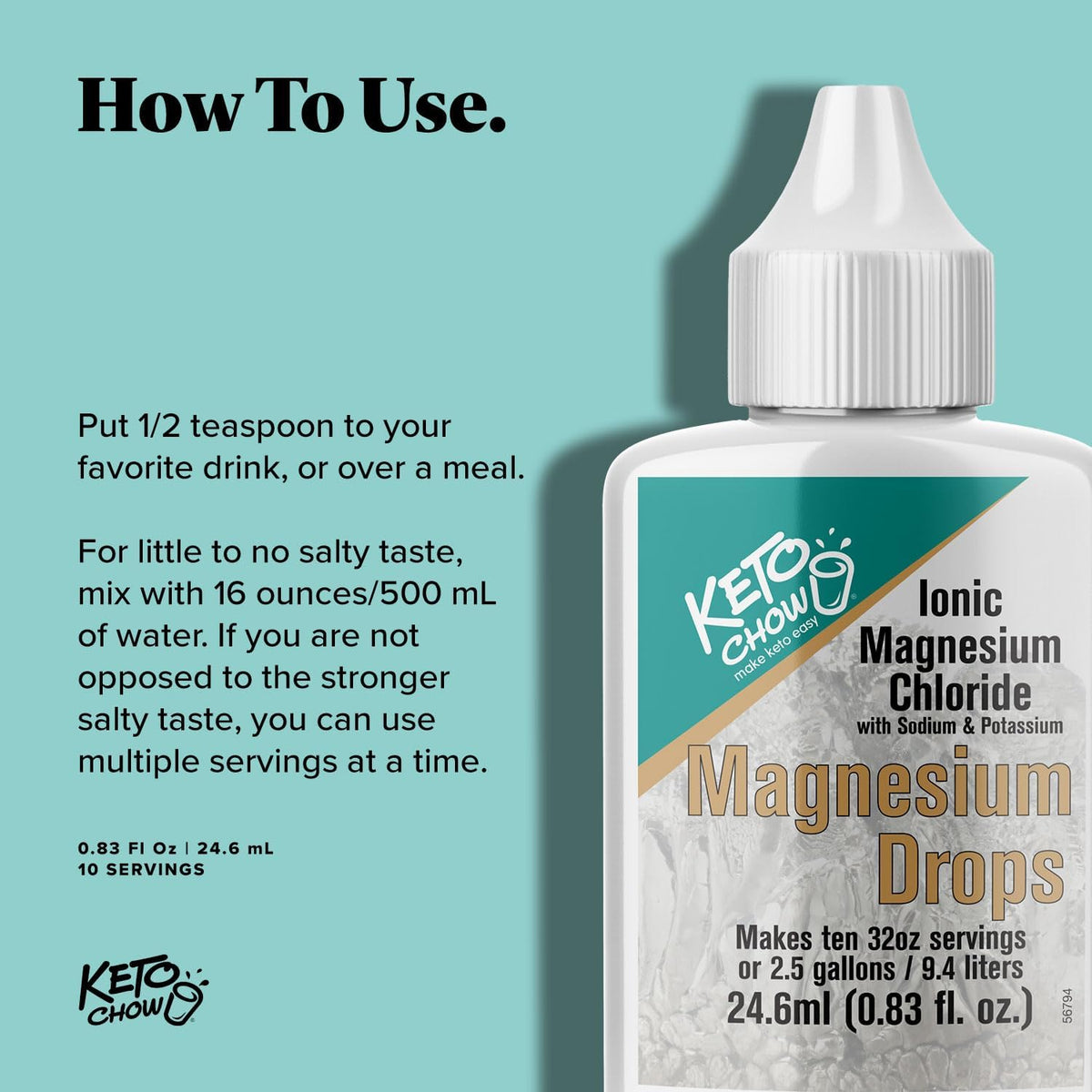 Keto Chow Magnesium Chloride Supplement Drops, Travel Size, 24ml