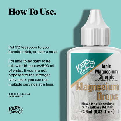 Keto Chow Magnesium Chloride Supplement Drops, Travel Size, 24ml