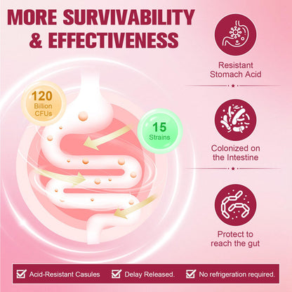 Totaria Probiotics for Women, 120 Billion Women Probiotic, with Akkermansia, Digestive Enzymes & Prebiotics, Cranberry, D-Mannose, for Gut, Vaginal, Urinary, Immune, PH Balance, 120 Vegan Capules