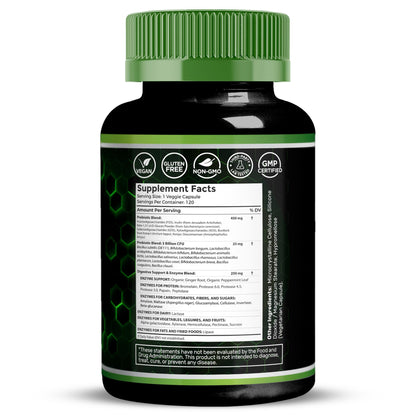 Digestive Enzymes with Probiotics and Prebiotics, 450mg, 5 Billion CFUs - Pure Super Digestion Capsules - Digestive Enzymes for Women & Men Support Digestion & Gut Health - 120 Count
