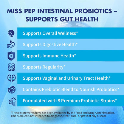 Probiotics 50 Billion CFU - 8 Unique Strains + 3 Prebiotics - Immune, Digestive & Gut Health - Supports Occasional Constipation, Diarrhea, Gas & Bloating - Probiotics for Women & Men - 30ct