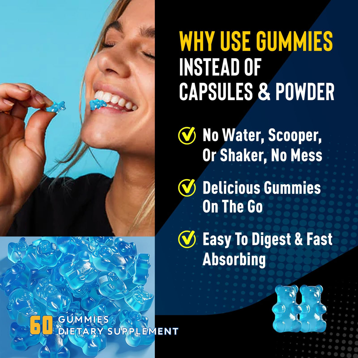 duwhot Sugar Free Creatine Monohydrate Gummies for Men & Women - 2500mg Creatine