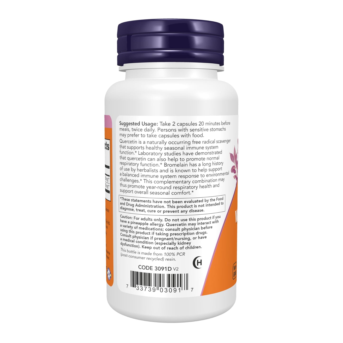 NOW Foods Supplements, Quercetin with Bromelain, Balanced Immune System*, 240 Veg Capsules