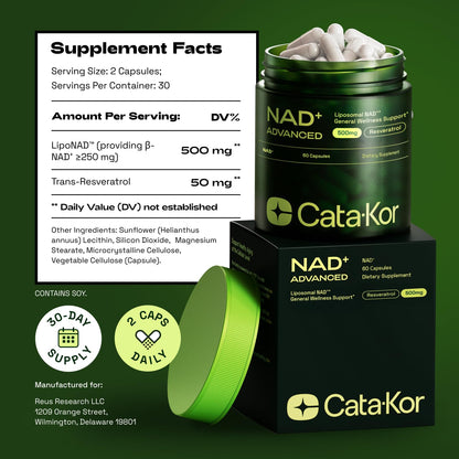 Cata-Kor Liposomal NAD+ Supplement with Resveratrol – Advanced NAD Resveratrol