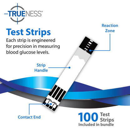 TRUENESS Blood Glucose Meter Kit with Testing Supplies | Includes Blood Glucose Monitor, Case, 100 Test Strips, 100 Lancets, Lancing Device - Fast, Easy Testing Supplies for Home Use