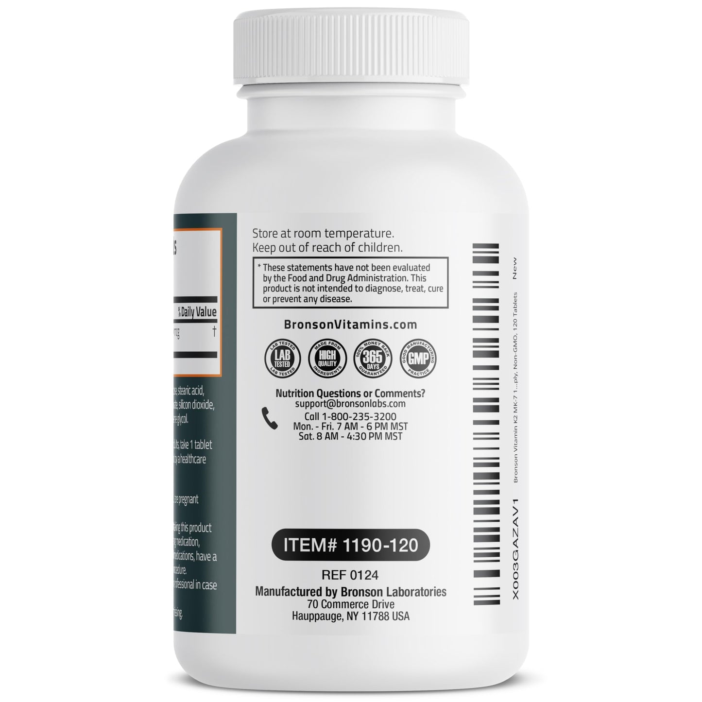Bronson Vitamin K2 MK-7 100 MCG, K2 as MK7 Menaquinone, Bone Support Non-GMO, 120 Tablets