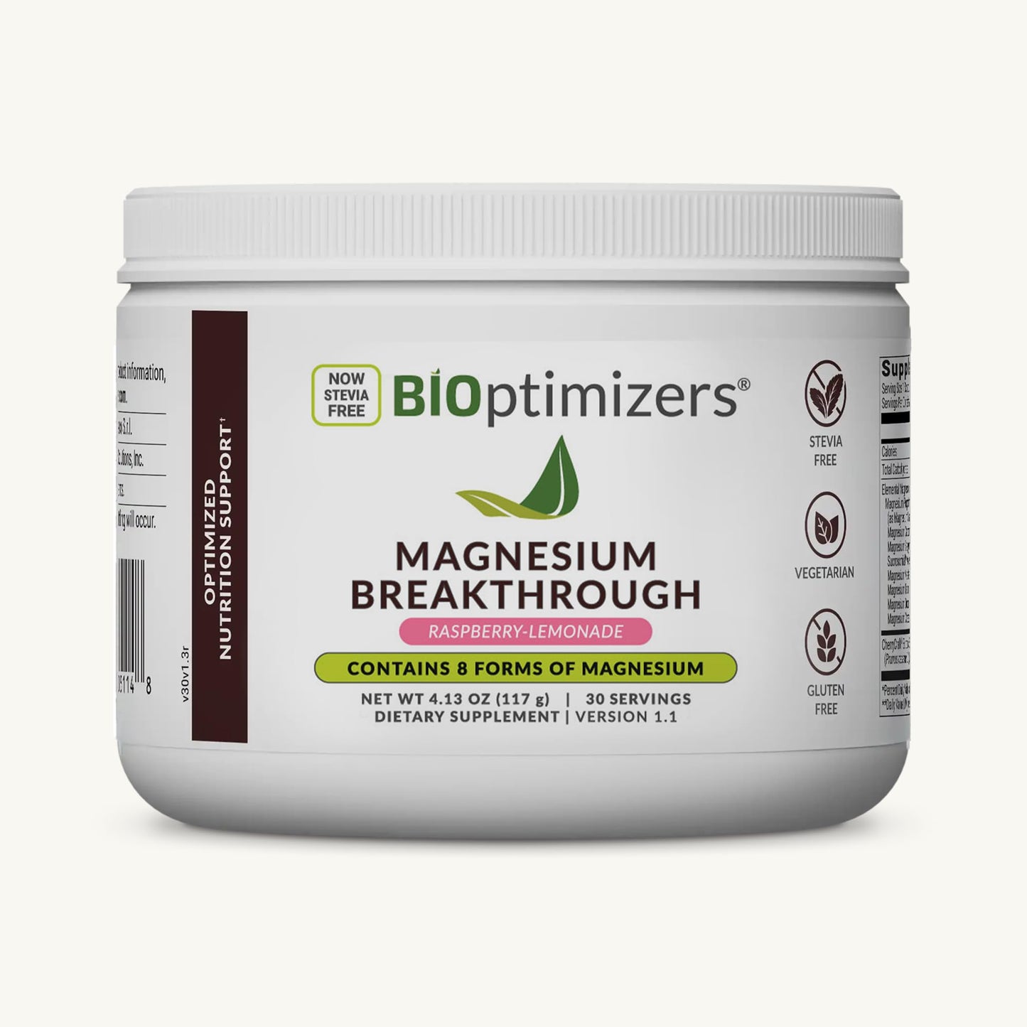 BIOptimizers Magnesium Breakthrough Drink - 8 Forms of Magnesium, Electrolytes, Sleep Health, Stress, Muscle Recovery, Heart Support | Glycinate, Citrate, Malate- Raspberry Lemon