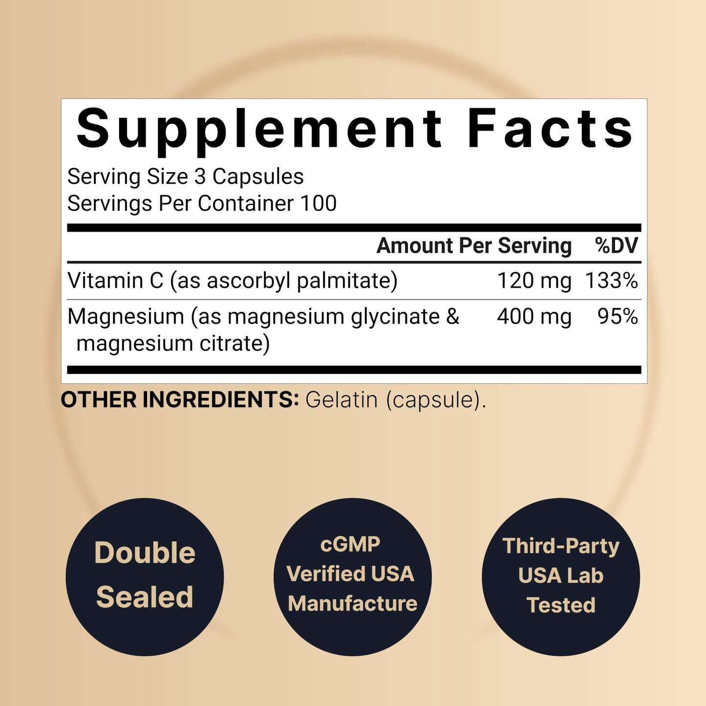 Magnesium Complex 400mg, 300 Capsules | Glycinate, Citrate | Chelated & Purified | Bone, Heart & Digestion Support | Non-GMO
