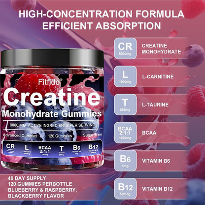 Creatine Monohydrate Gummies in Multiple Flavors – Support for Muscles, Strength & Wellbeing – Vegan, Sugar Free, 2-Pack Supplement Bundle
